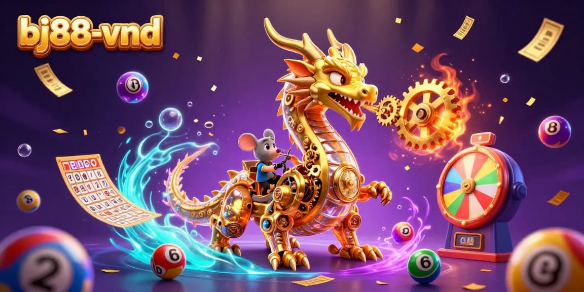 Experience thrilling gameplay at bj88-vnd with colorful lottery elements and a dynamic golden dragon.