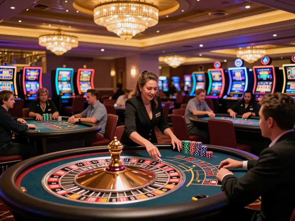 Players engaged at a roulette table while enjoying the thrilling casino atmosphere at RED88.