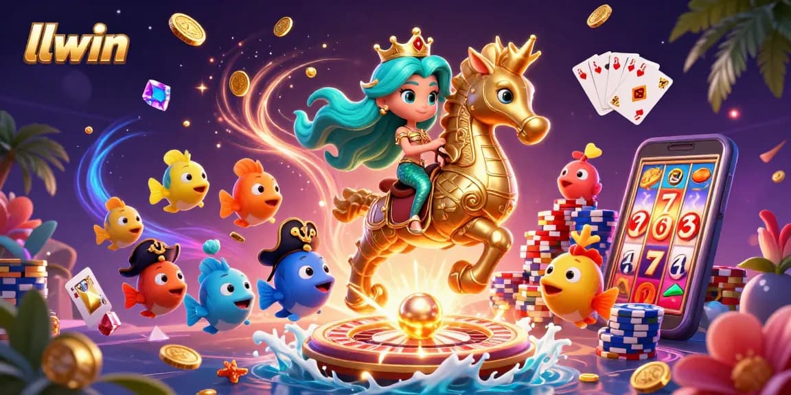 Experience thrilling casino action with LLWIN, featuring vibrant characters, casino games, and dynamic visuals.