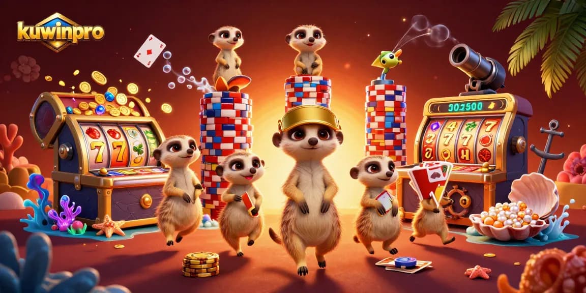 Experience thrilling gameplay with kuwinpro at a lively casino run by meerkats amidst vibrant animated details.