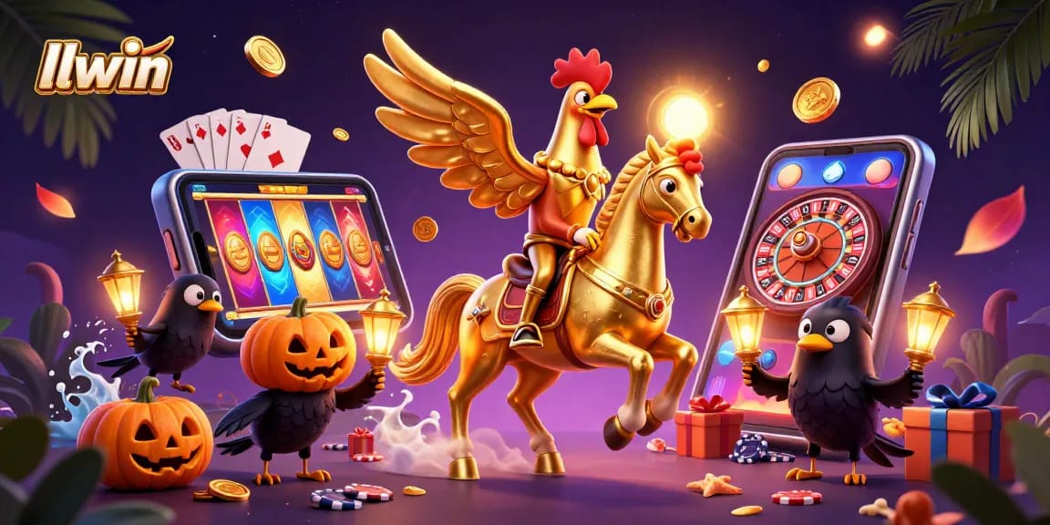 Experience thrilling gameplay with llwin's magical midnight casino, featuring a golden rooster and exciting slot games.