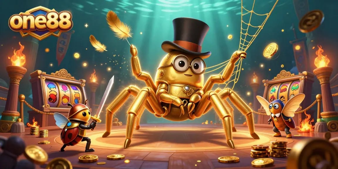 Experience thrilling wins at one88 with a dynamic 3D casino scene featuring luxurious characters and vibrant gaming elements.