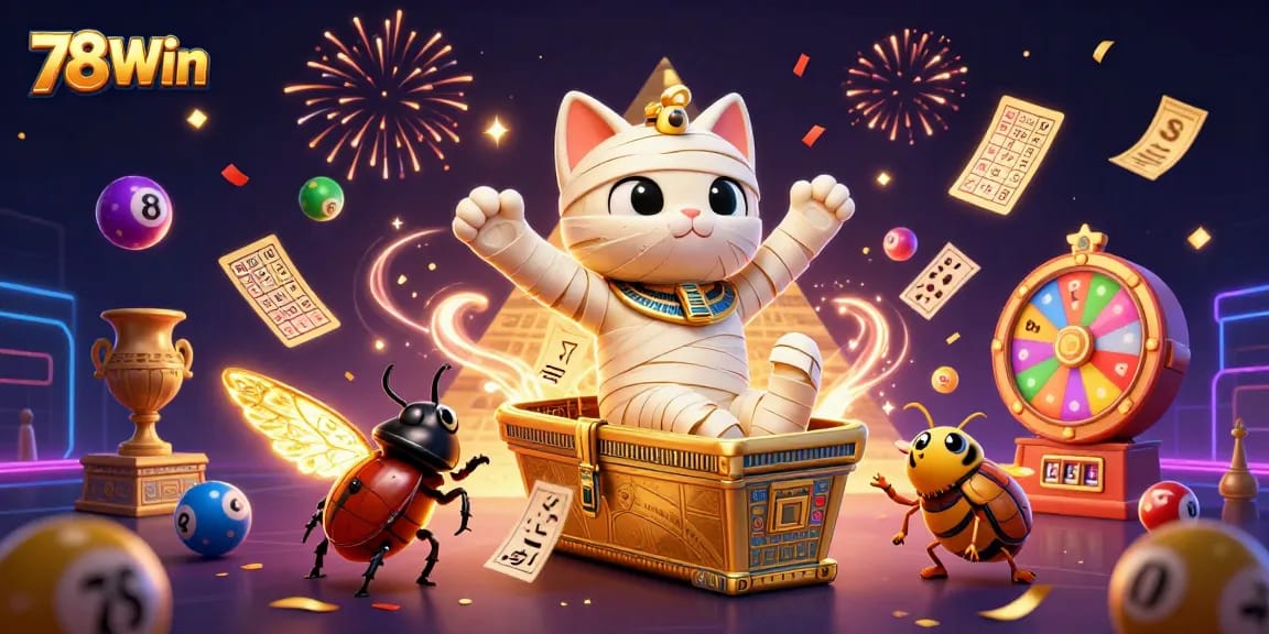 Engage with 78Win in an exciting casino scene featuring dynamic elements and vibrant characters.