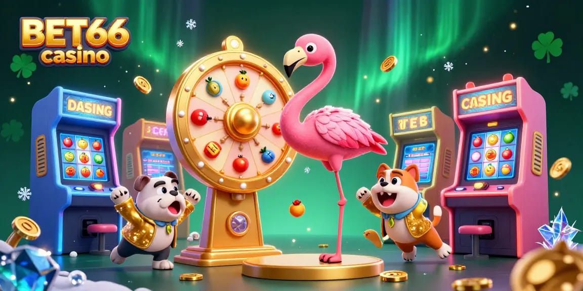 Experience the vibrant BET66 casino atmosphere with dynamic characters and exciting gaming elements.