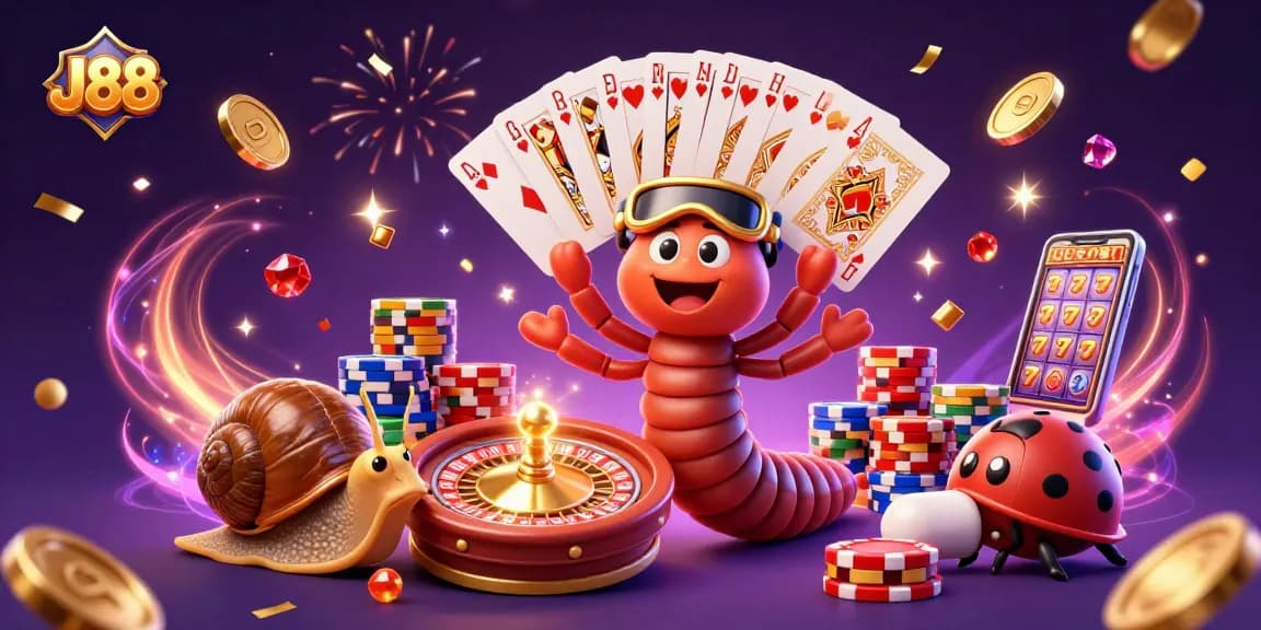 Experience thrilling gaming moments at J88 with a vibrant dealer and exciting casino elements.