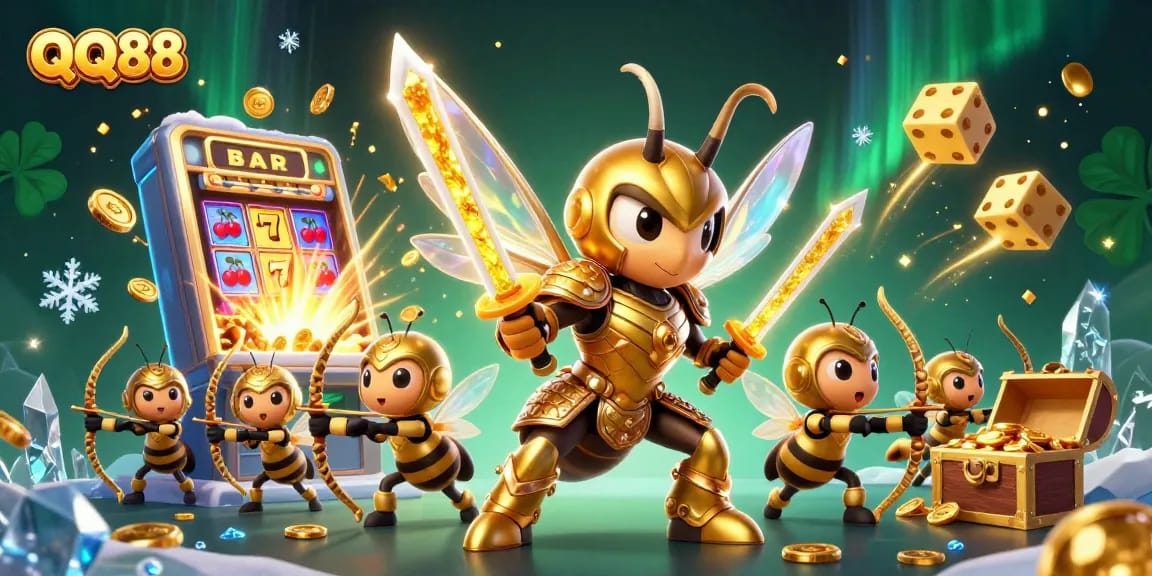 Experience thrilling gameplay at QQ88 with dynamic jackpot visuals, slot machines, and vibrant casino elements.