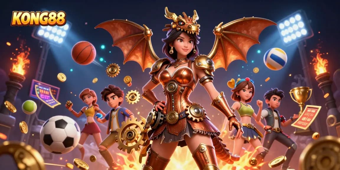 KONG88 showcases top-tier betting excitement with vibrant visuals and dynamic sports elements.
