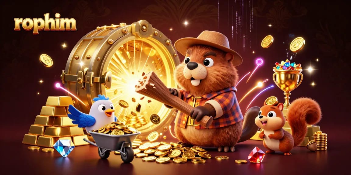 Catch the excitement of rophim as the beaver gathers golden coins in a vibrant casino setting.