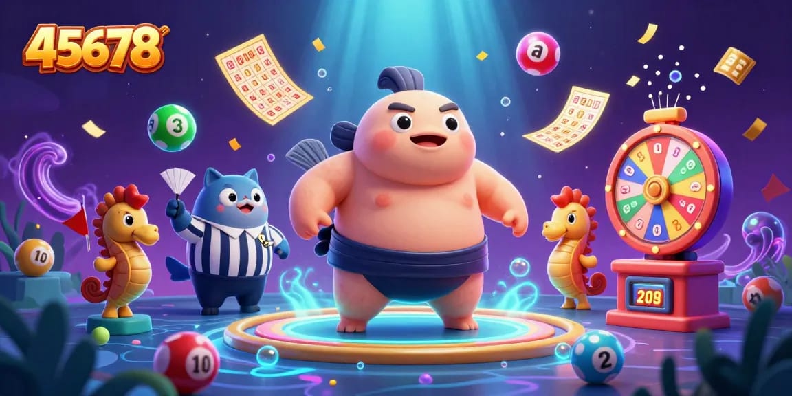 Engage with 45678's thrilling underwater casino scene featuring colorful lottery elements and dynamic visual effects.