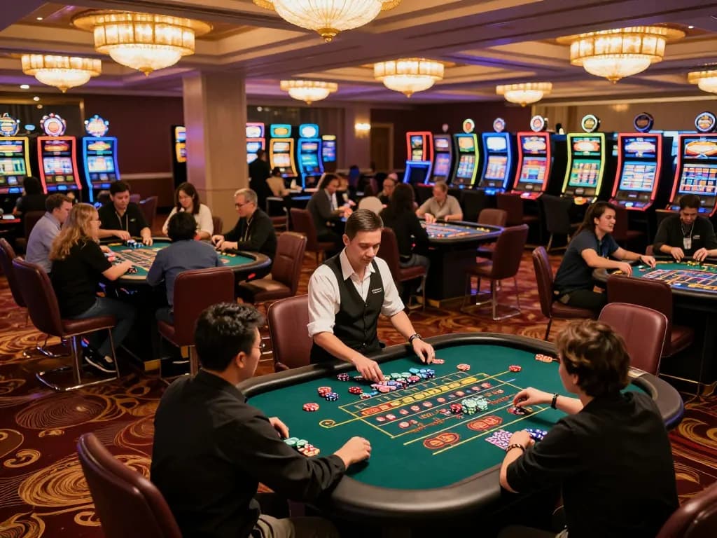 Players enjoying vibrant games at nhà cái F168's casino floor with roulette action.