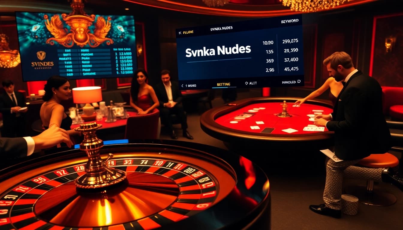 Svenska Nudes showcased in an elegant casino scene featuring a roulette wheel and poker table