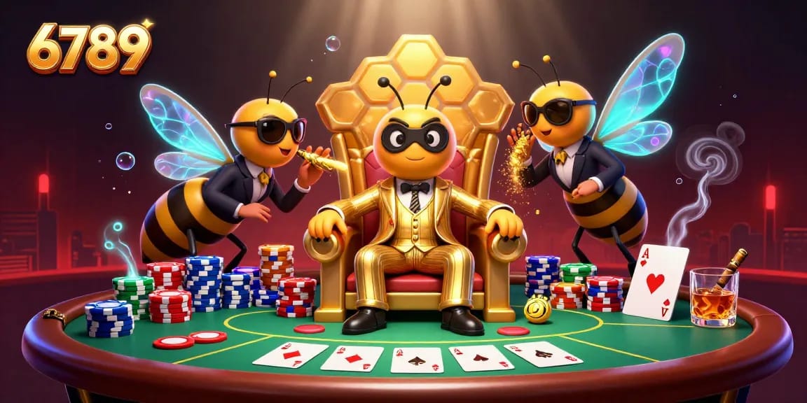 Experience the thrill of 6789 casino with vibrant poker elements and rich characters in a dynamic scene.