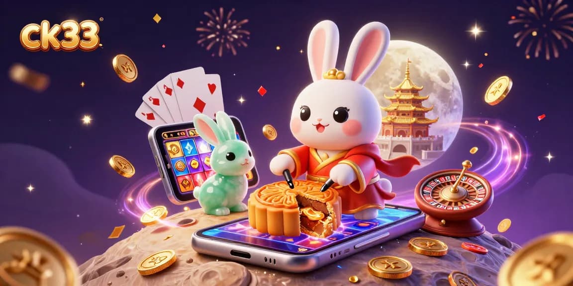 Experience the thrills of ck33 with a vibrant 3D casino scene filled with festive elements and gaming excitement.