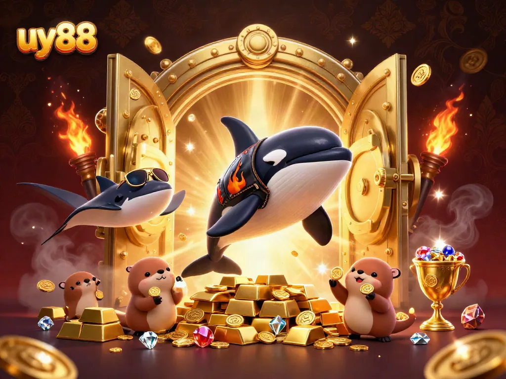 uy88 engages players with its vibrant and dynamic 3D casino scene of aquatic characters and treasure