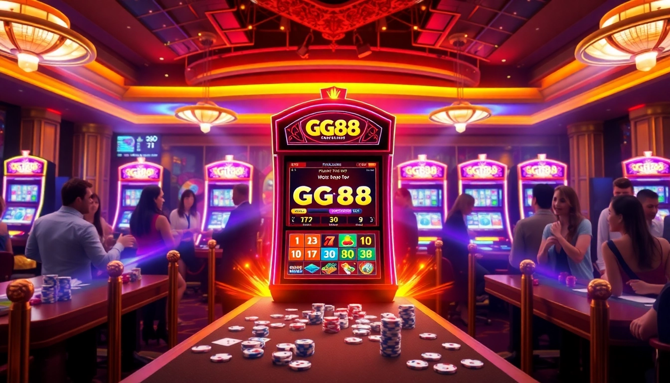 Players enjoying the exciting features of gg88 slot machine in a vibrant casino environment.