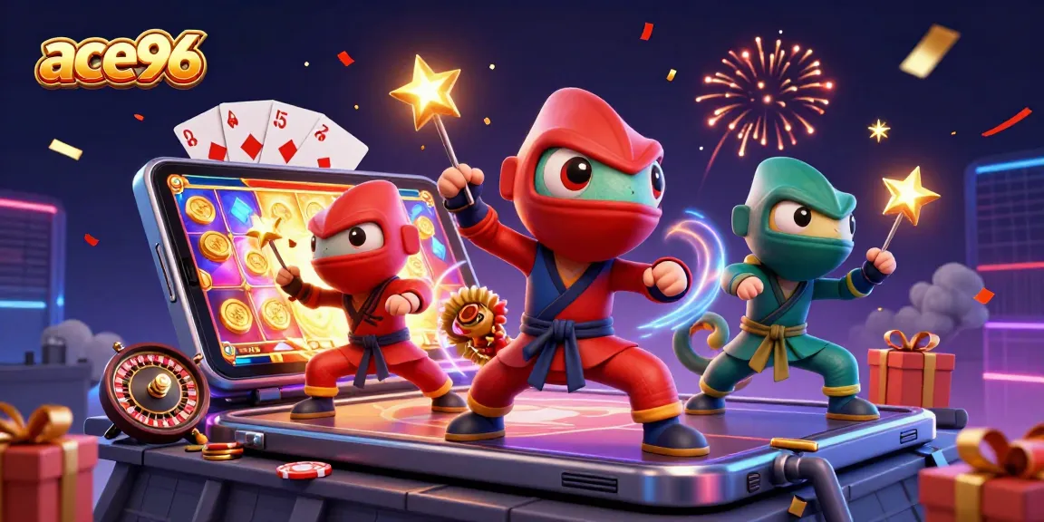 Experience the excitement of ace96 with our chameleon team showcasing lively martial arts on a vibrant casino rooftop.