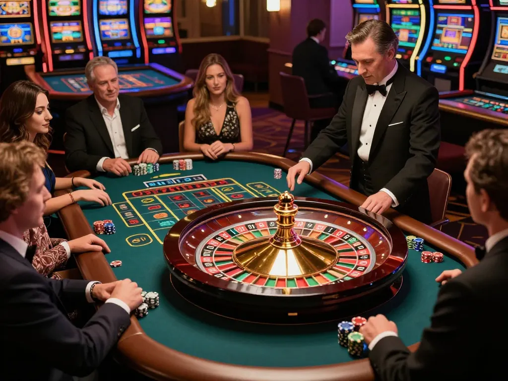 Players enjoying the thrill of fun88 roulette bets at a lively casino table.