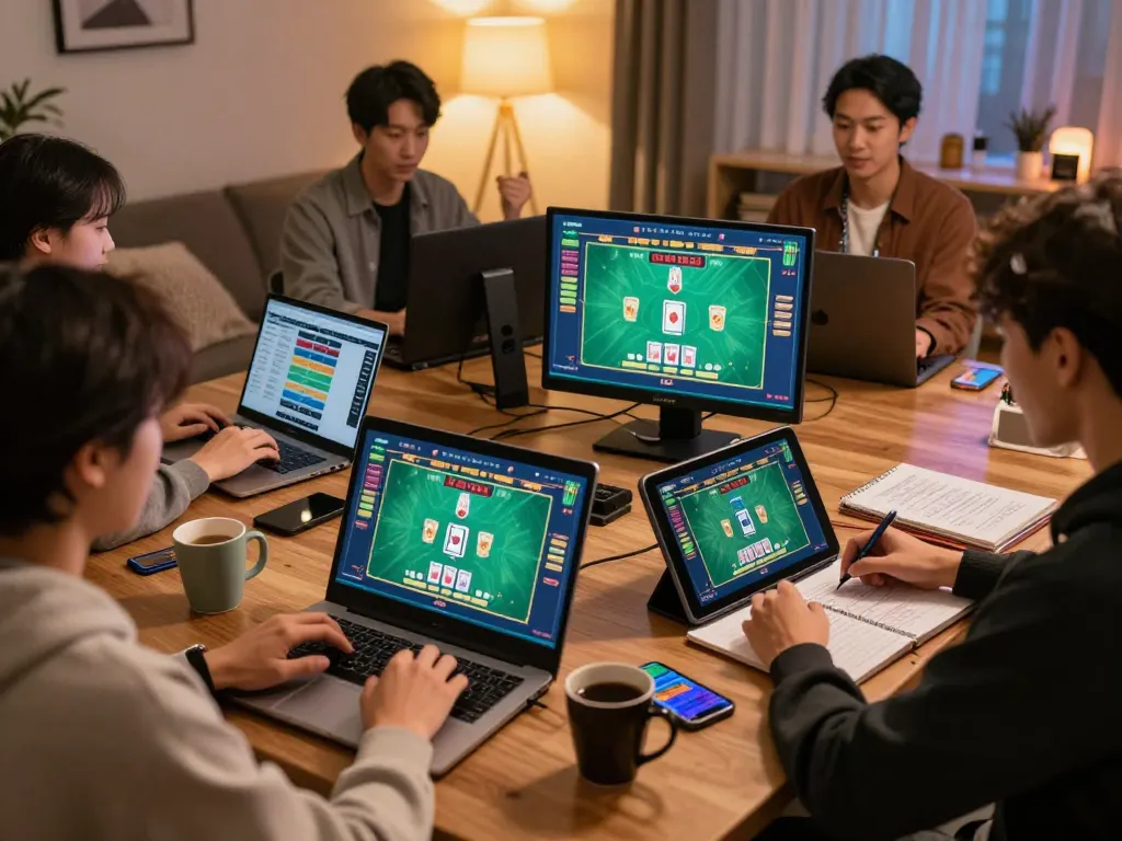 Players enjoying 9bets live dealer games at home, showcasing engaging online gambling experience.