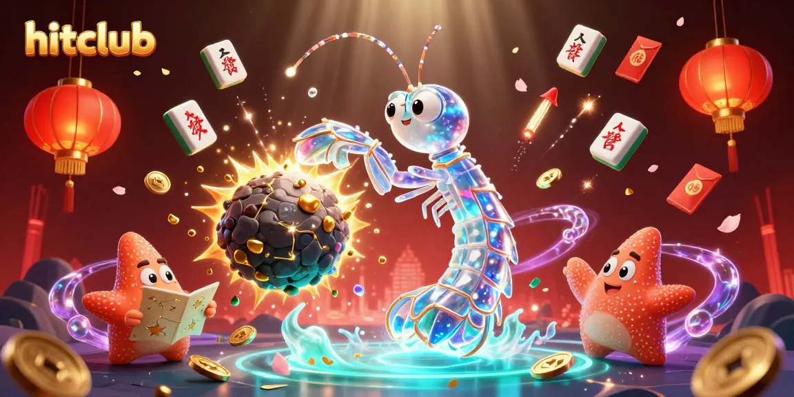 Hitclub unleashes excitement as a galactic mantis shrimp bursts through an asteroid, showering gems while a starfish navigates!