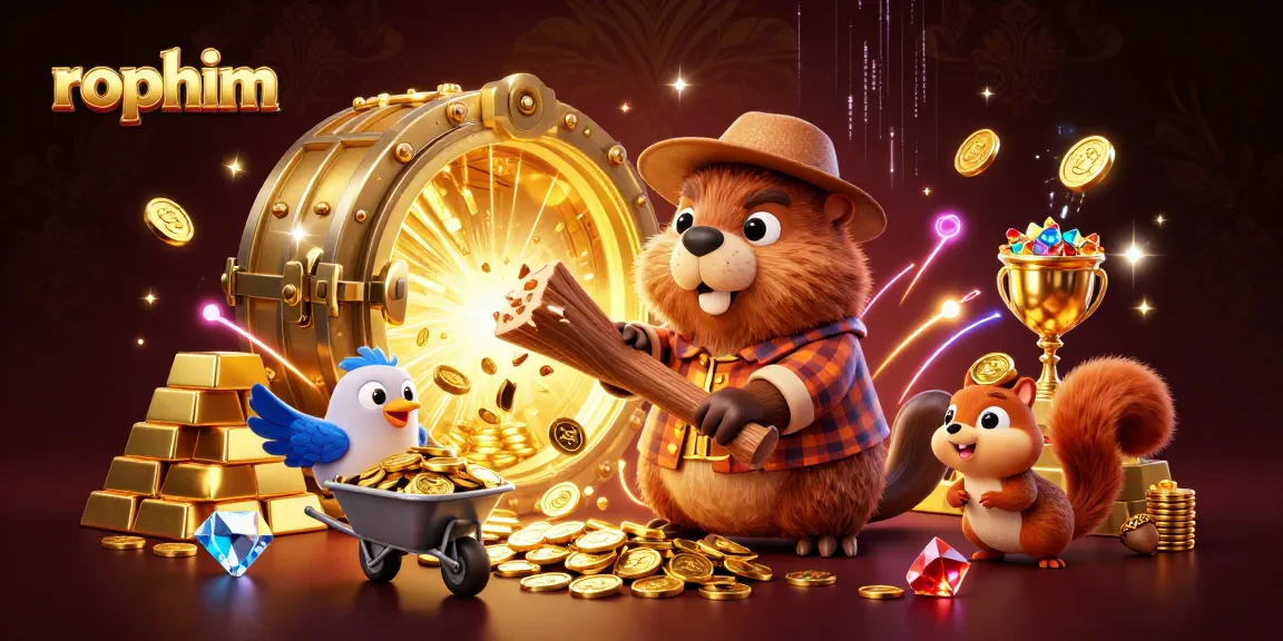 Catch the excitement of rophim as the beaver gathers golden coins in a vibrant casino setting.