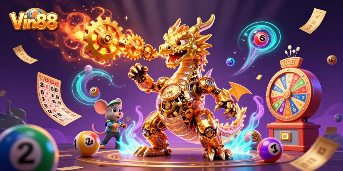 Engage with thrilling gameplay at Vin88, showcasing a vibrant scene of lottery excitement and immersive casino elements.