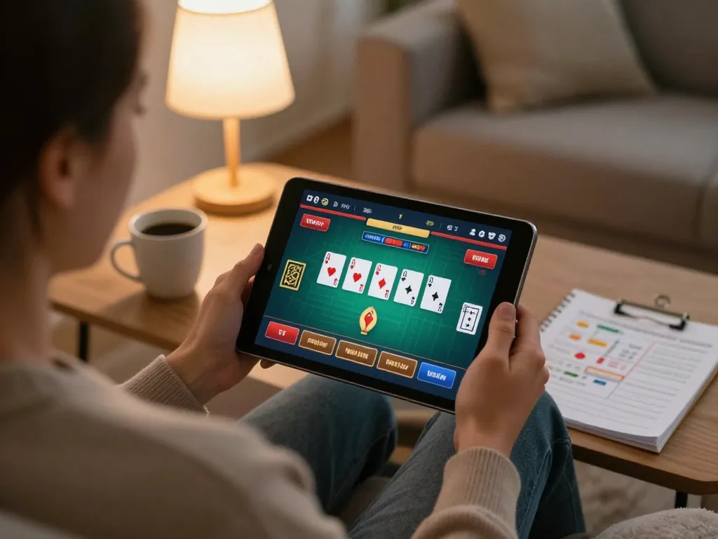 Engagerande online spelupplevelse hemma med en casino med svensk licens surfplatta för poker spelande.