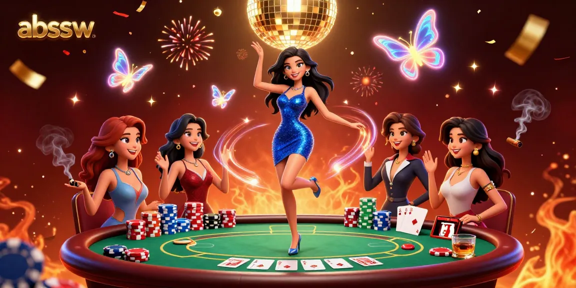 Experience the thrill of abssw with an electric dance scene filled with poker elements and vibrant energy.