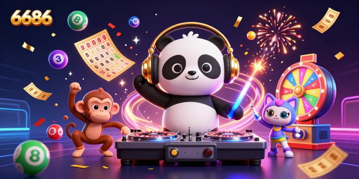 Experience the excitement of 6686 with a DJ panda and vibrant casino elements!