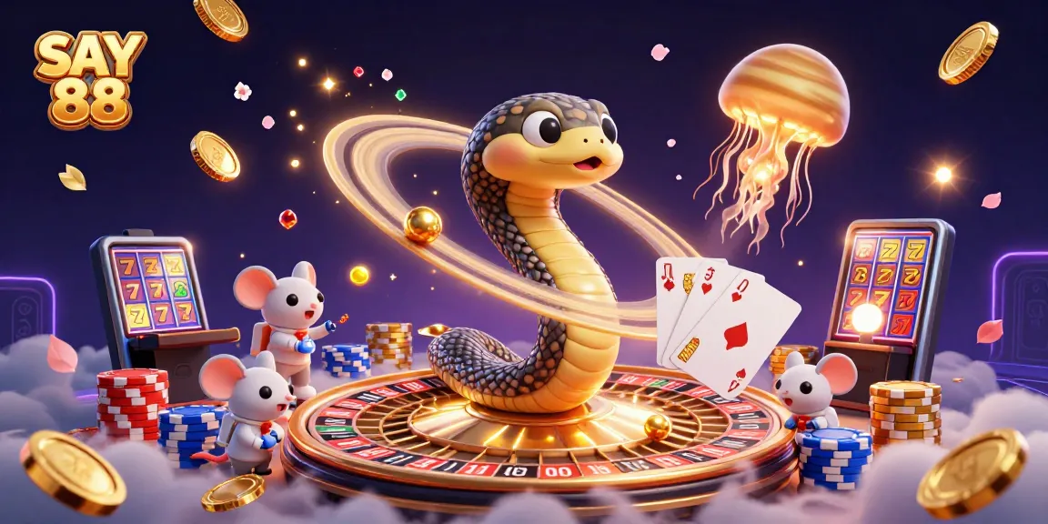 Experience SAY 88's thrilling gameplay as tiny astronaut mice bet on Saturn's roulette rings amidst cosmic wonders.
