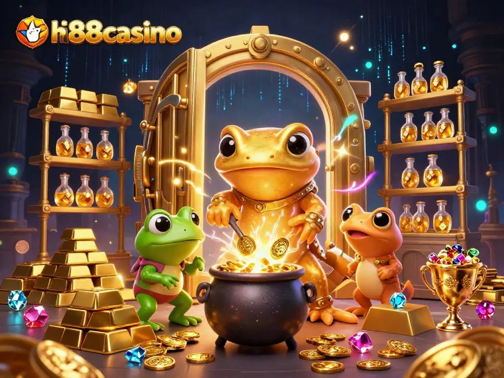 Engage with hi88casino to experience dynamic gold creation in a magical alchemist's lab.