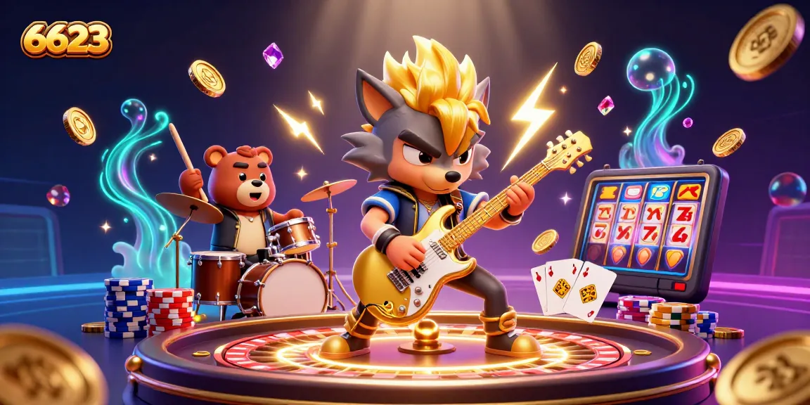 Experience 6623's thrilling casino energy with dynamic characters, coins, and games in action.