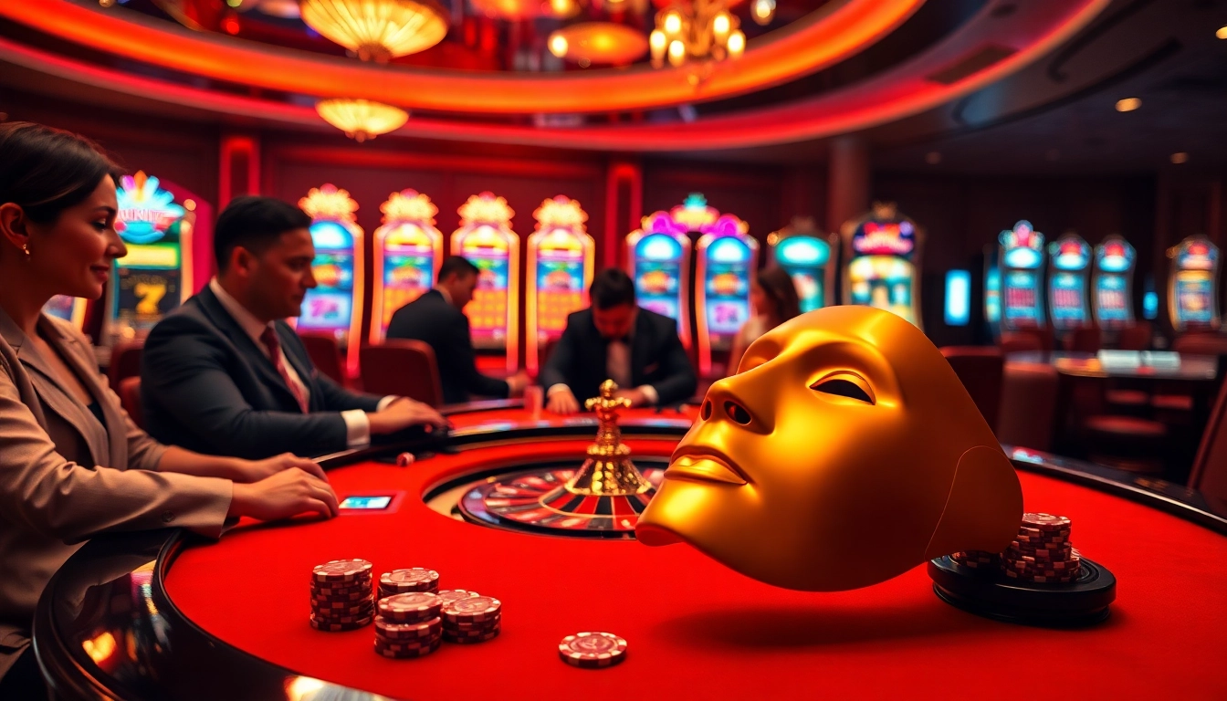 Experience the thrill of gambling with an infraröd mask showcased at a luxurious casino table.