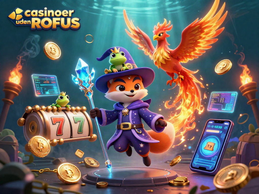 Experience gaming excitement with casinoer uden ROFUS in a vibrant, magical scene.