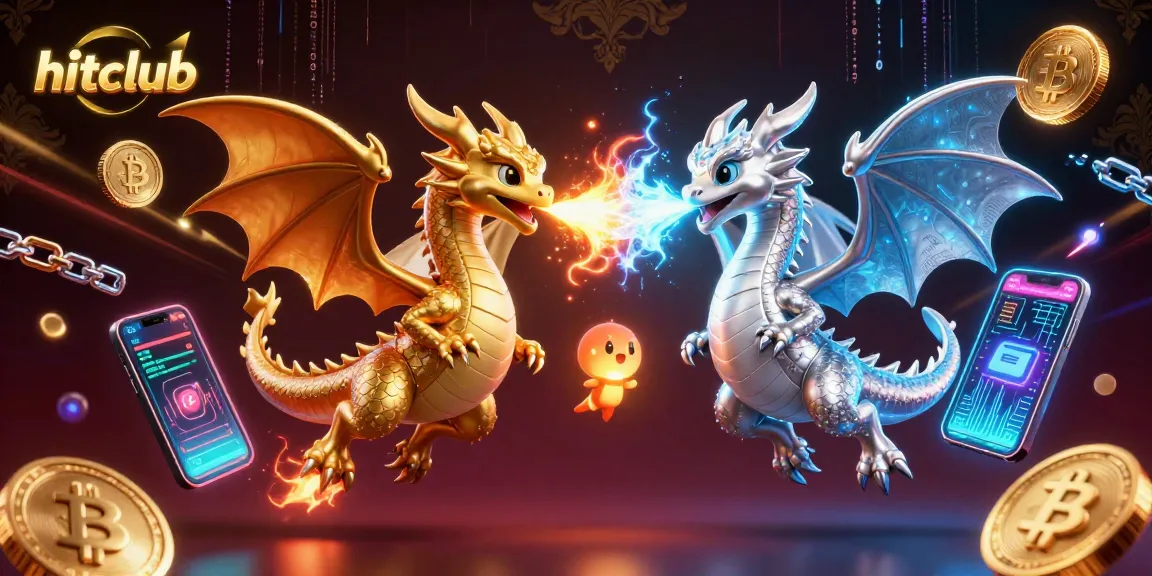 Experience exciting gameplay at hitclub with twin dragons representing fire and ice in a vibrant casino scene.