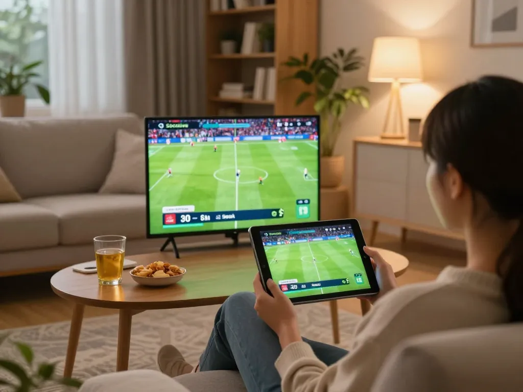 Socolive xem bong da streaming live soccer match on tablet, creating an engaging home viewing experience.
