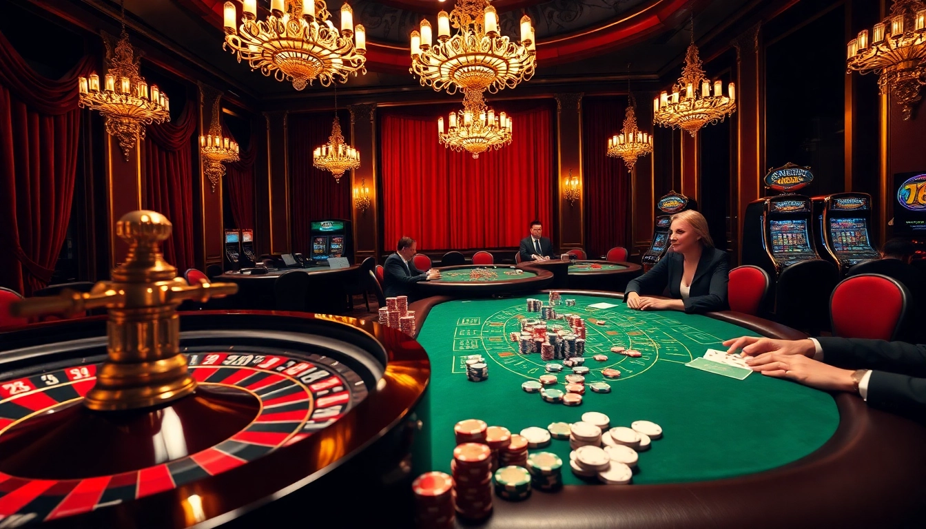 Exciting gambling action at nhà cái rr88 featuring roulette, poker, and vibrant casino atmosphere.