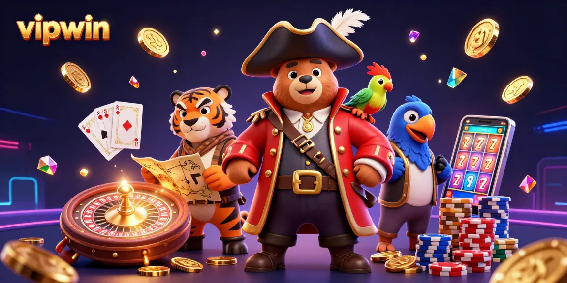 Experience high-stakes excitement at vipwin with vibrant casino-themed 3D illustration.