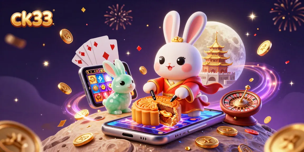 Experience the thrills of ck33 with a vibrant 3D casino scene filled with festive elements and gaming excitement.